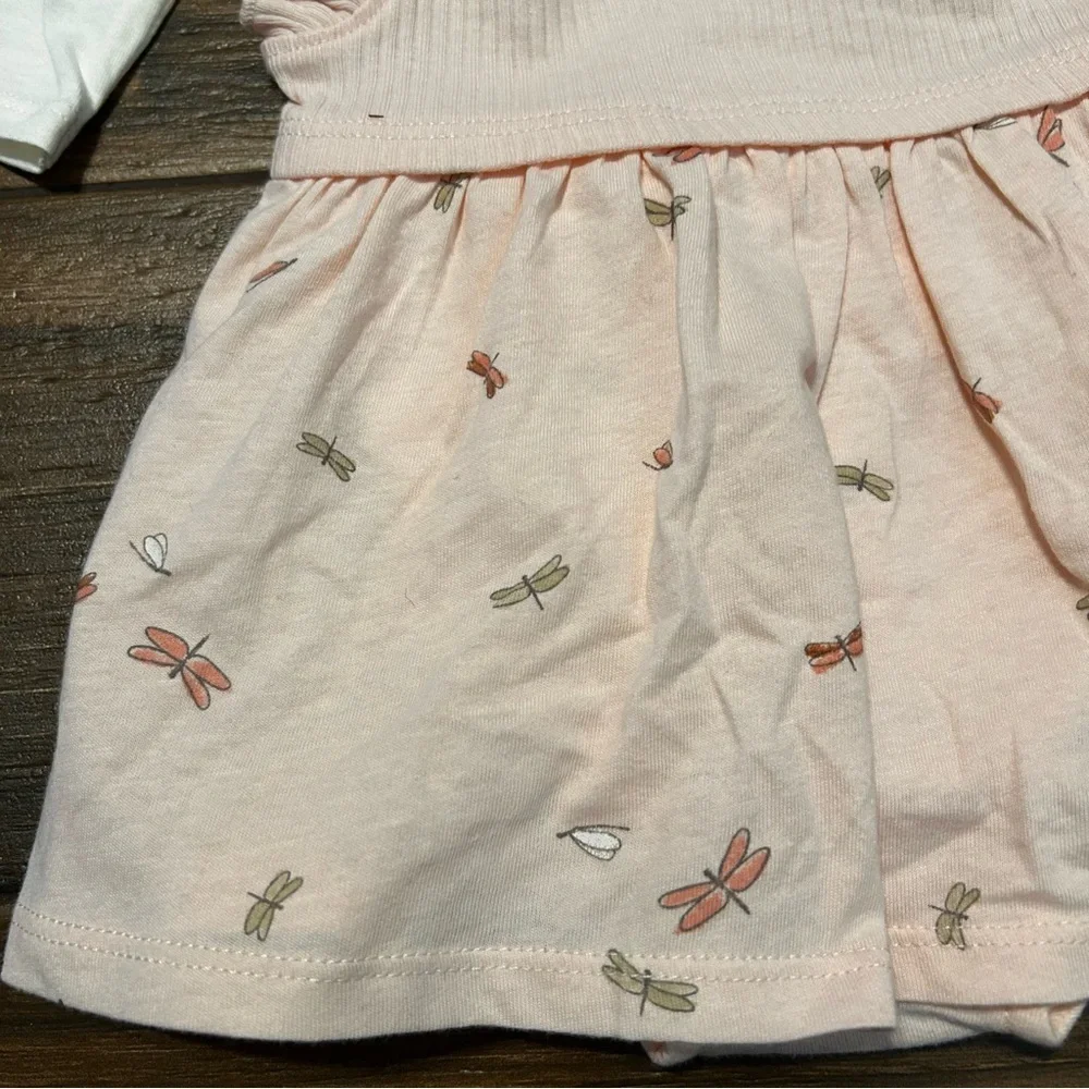 Carter’s Baby 2-Piece Bodysuit Dress & Cardigan Set Newborn Dragonfly Pink White